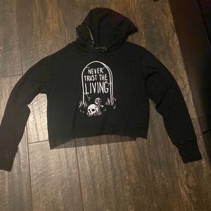 Black, crop top, hot topic, hoodie, medium